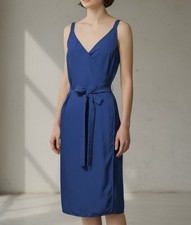 Everlane GoWeave Wrap Dress 2 Royal Blue Side Tie Tank Japanese EUC Classic