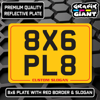 Kleines 8 x 6 Schild Motorrad reflektierender roter Rand Track Day Neuheit Show Nummer