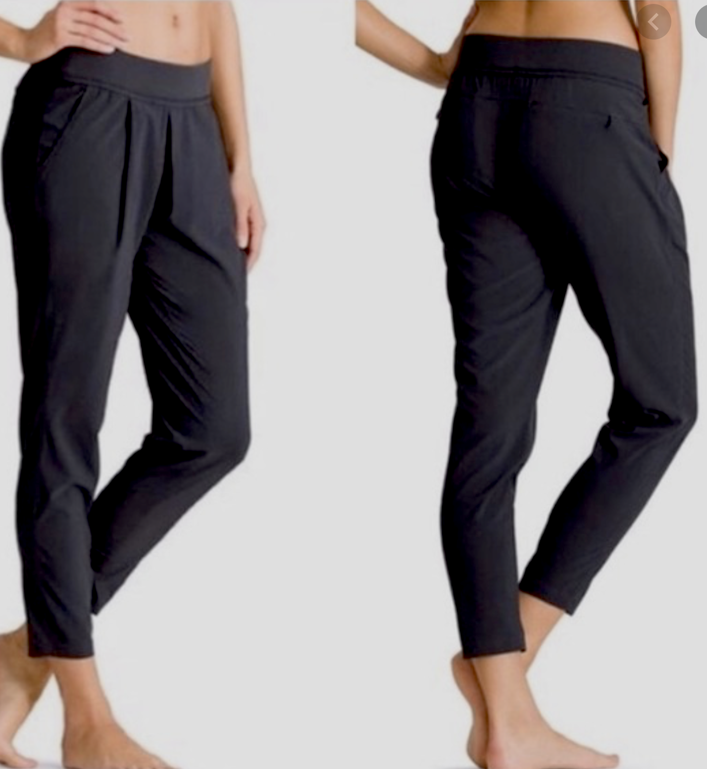 Athleta Interlude Black Pleated Tapered Ankle Pants Women Size 4 Light Smooth Pull On