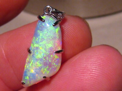 5,4 ct. Edelstein Kristall Opal & Diamant Anhänger, massiv 18k Weißgold B5
