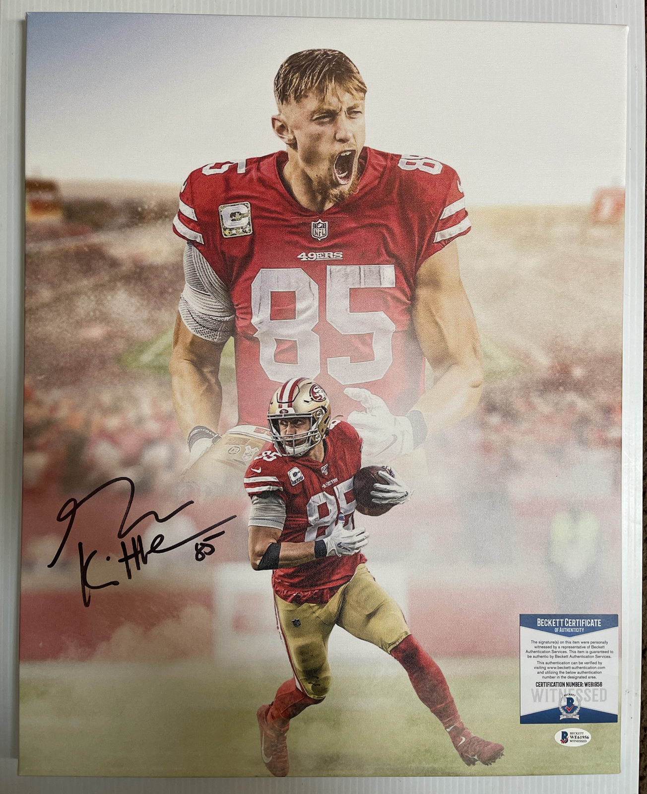 George Kittle Autographed Signed San Francisco 49ers 16x20 Canvas BECKETT COA 5 