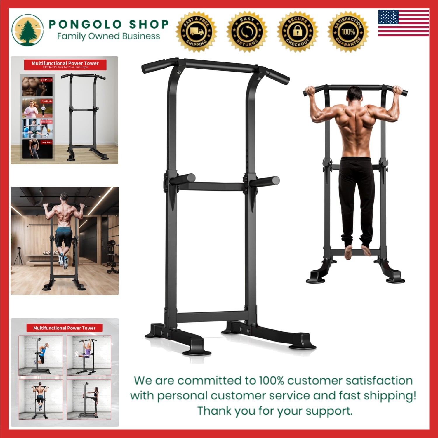 Power Tower Pull Up Goplus Power Tower Pull-Up Dip Station For