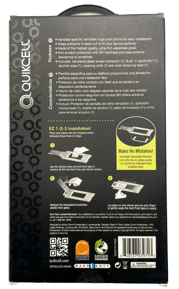 Protector de pantalla de vidrio a prueba de goof Quikcell para Kyocera Hydro Wave - transparente Foto 2 de 4