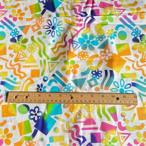 BTY Vintage Rainbow Geometric Allover Fabric Cotton