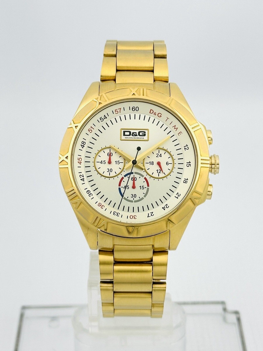 D&G Men's Chronograph DW0432 Silver Dial Yellow Gold Stainless