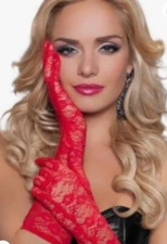 Seven Til Midnight Lace Elbow Gloves - Red