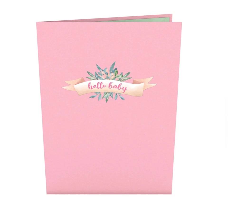 Hermosa tarjeta de felicitación emergente 3D para cochecito de bebé rosa Lovepop Foto 2 de 3