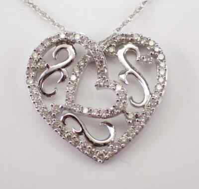 1Ct Round Cut Moissanite Heart Wedding Pendant 14K White Gold Plated Free Chain