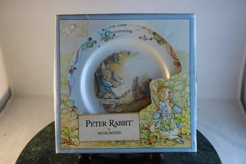Vintage 1992 Wedgwood  Peter Rabbit Christening Plate Beatrix Potter In Box