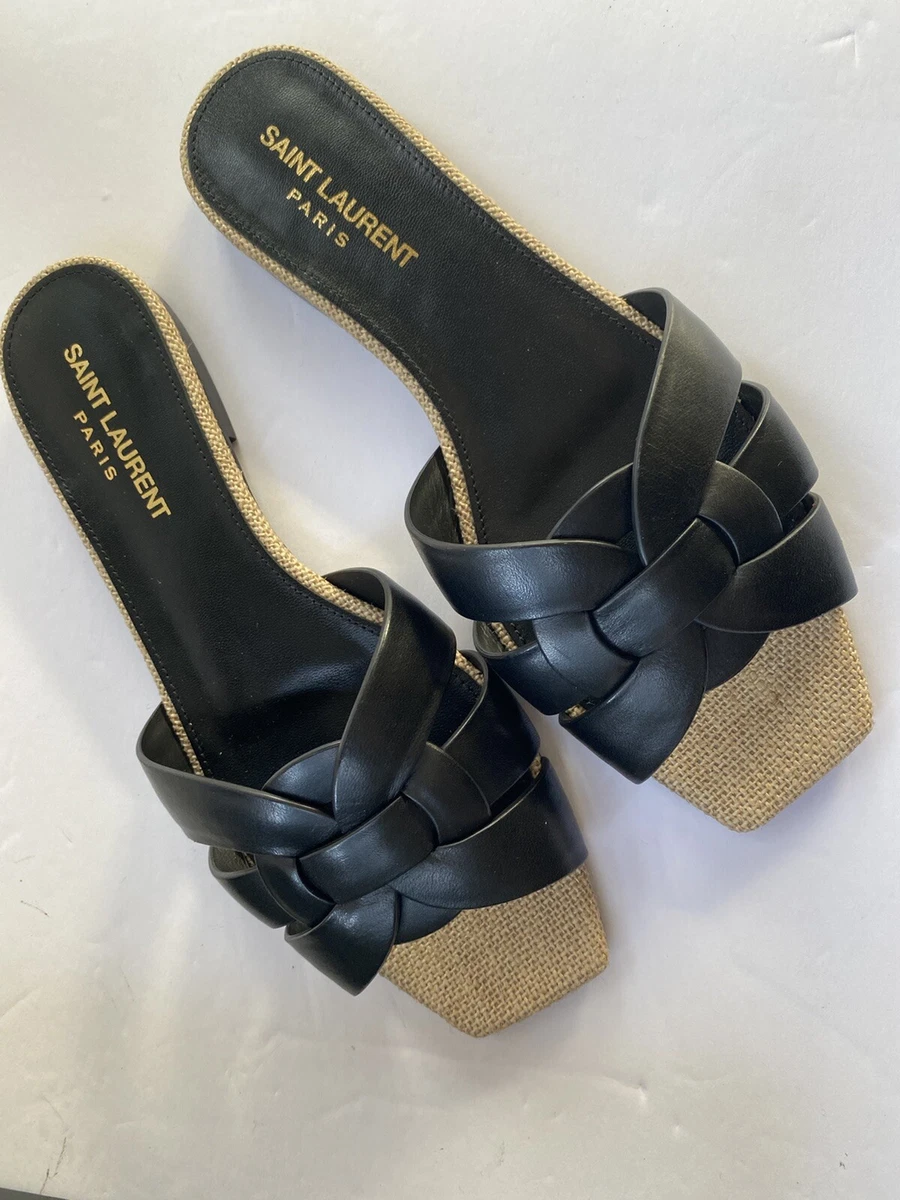 ysl yves saint laurent wedge espadrilles sandal patent leather top