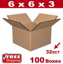 100 - 6x6x3 Cardboard Boxes Mailing Packing Shipping Box 32ECT Corrugated Carton