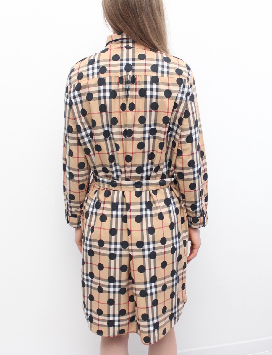 Women's BURBERRY RARE Polka Dot Belted Shirt Dress Nova