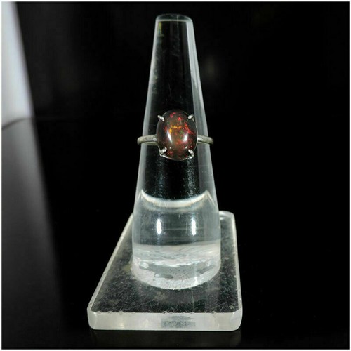9.25 Ct Black Opal Solitaire Ring 925 Solid Sterling Silver - Picture 7 of 7