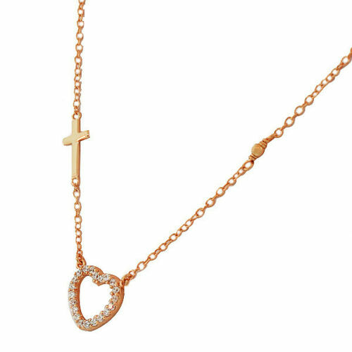 2er Set Borchie Orecchio IN Acciaio Inox Cuore Sabbiato Argento Oro Rosa Donna