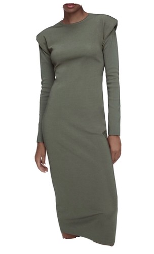 ZARA KNIT DRESS WITH SHOULDER PADS 