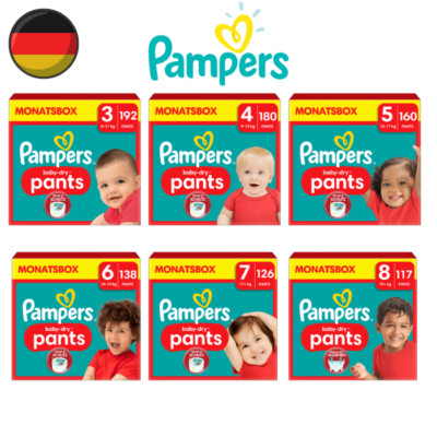 Pampers Baby Pants Baby Dry Größe 1, Größe 2, Größe 3, Größe 4, Größe 5, Größe 6
