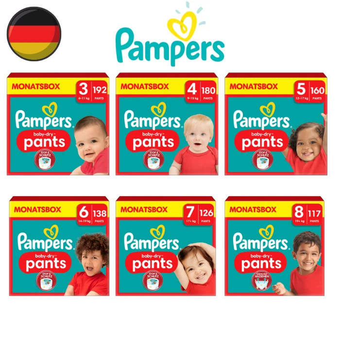 Pampers Baby Pants Baby Dry Größe 1, Größe 2, Größe 3, Größe 4, Größe 5, Größe 6