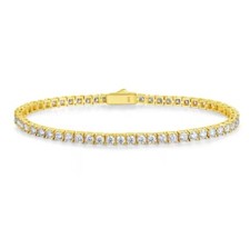 4.7ct Tennis Bracelet Yellow Gold 18K Lab-Created LED Box Diamond Test Pass 16cm