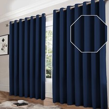 Thermal Thick Blackout Curtains Ready Made Eyelet Ring Top Curtain Pair Tiebacks