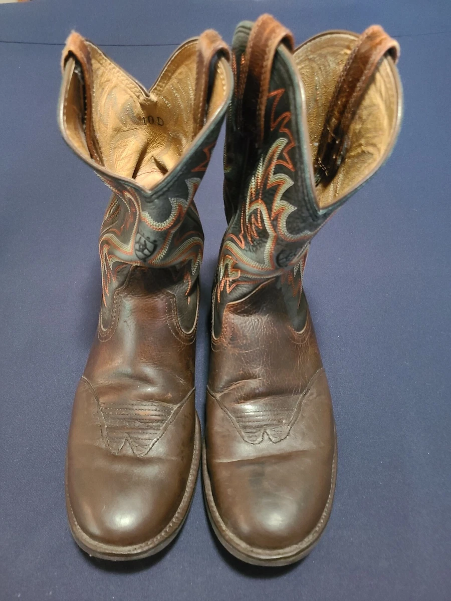 Vintage Mens Ariat Heritage Horseman Cowboy Leather Boots Size 10 D Brown