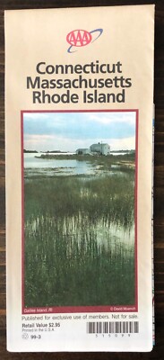 Vintage AAA Connecticut, Massachusetts, Rhode Island Street Map (1999)