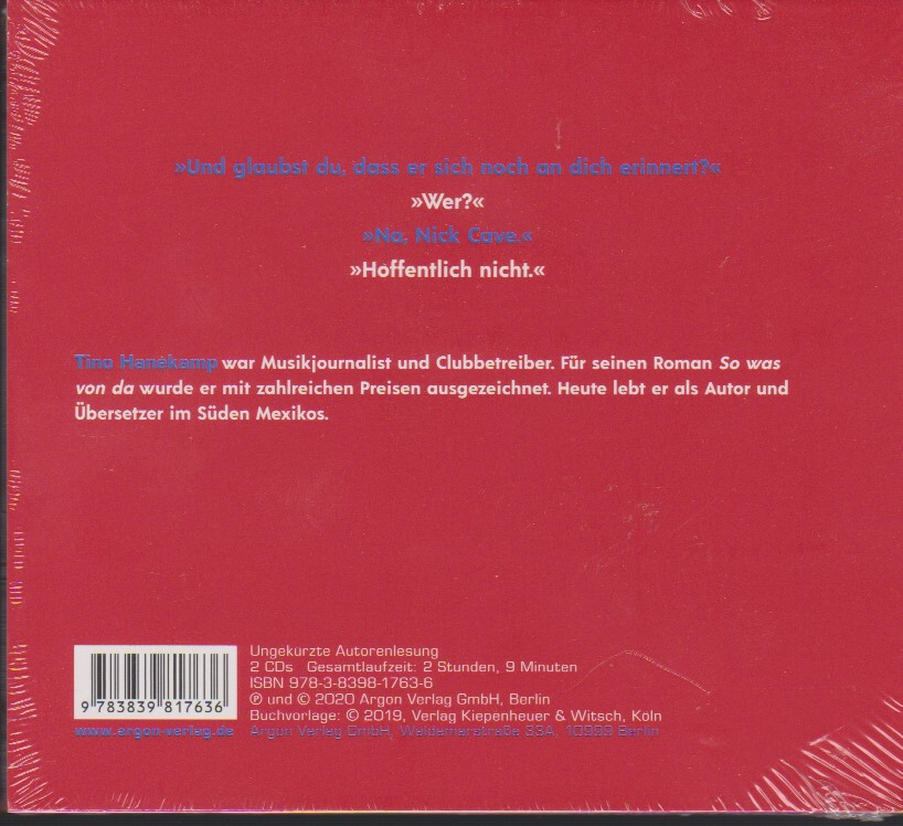 Thumbnail - Tino Hanekamp Nick Cave Hörbuch 2 Cd´s Bn 0665