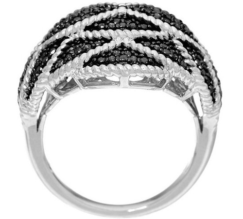 Affinity Diamond Cluster Black Diamond Scalloped Ring Sterling, 1/3 cttw Size 6 - Picture 4 of 4