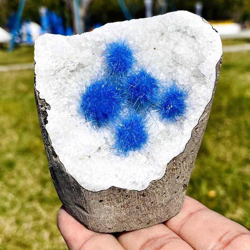 306g Rare blue velvet needle and quartzite symbiotic mineral