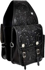 Genuine Cow Leather Western Trail Tooling Carving Horse Saddle Bag