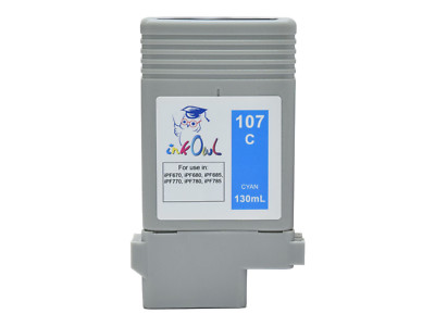 InkOwl 130ml Compatible Cartridge for CANON PFI-107C CYAN iPF670 iPF680 780 785