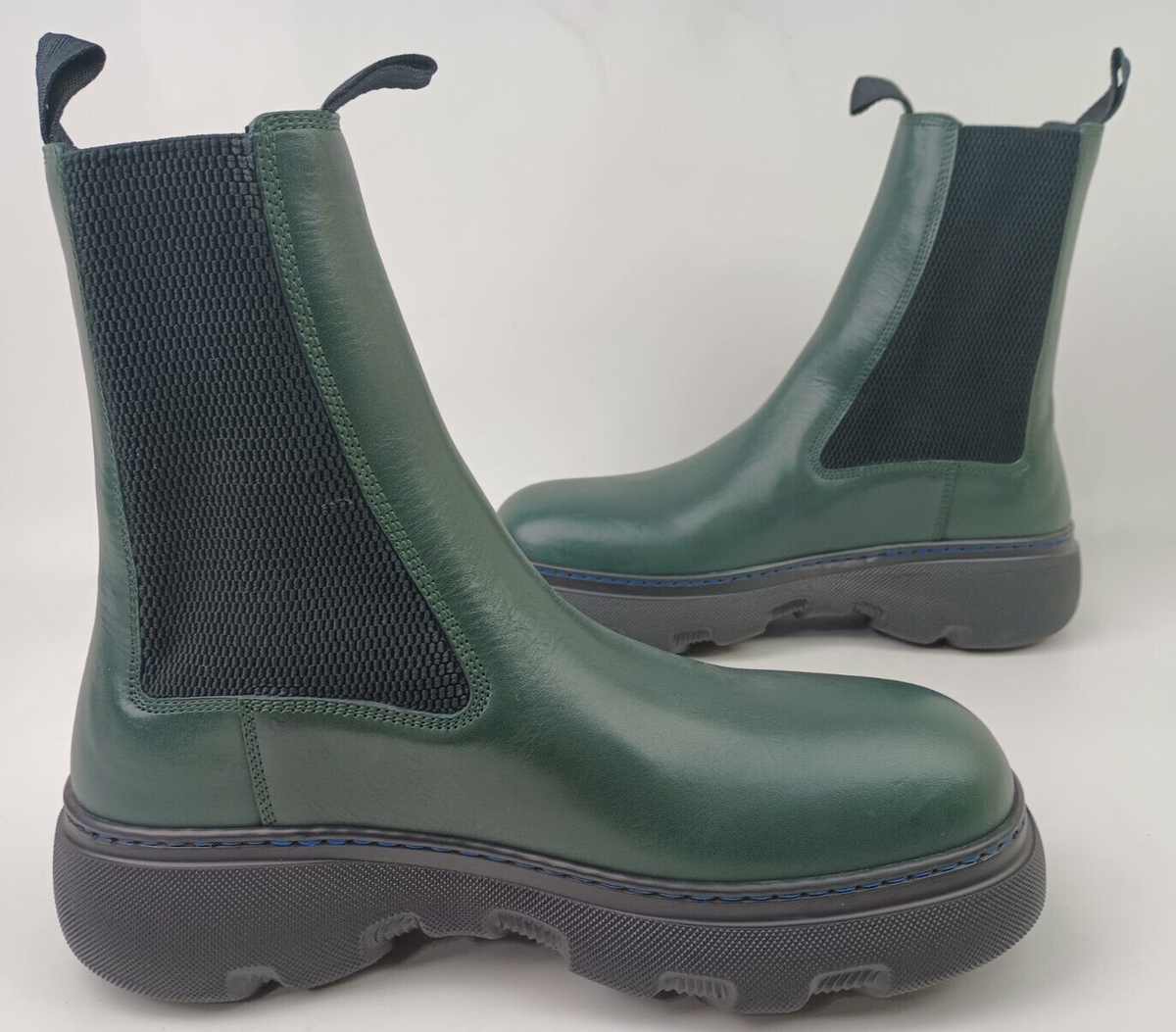 Burberry Green Creeper Leather Chelsea Boots Size 41 | eBay