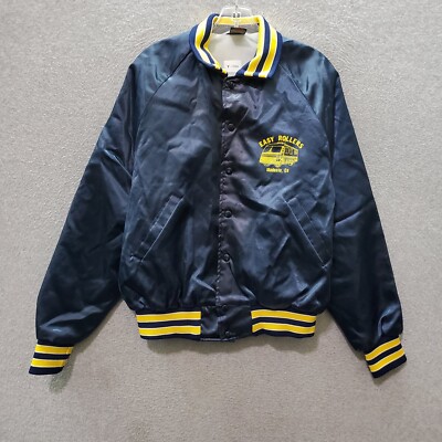 VINTAGE Easy Rollers Men Jacket Medium Blue Varsity Modesto Ca Graphic 90s