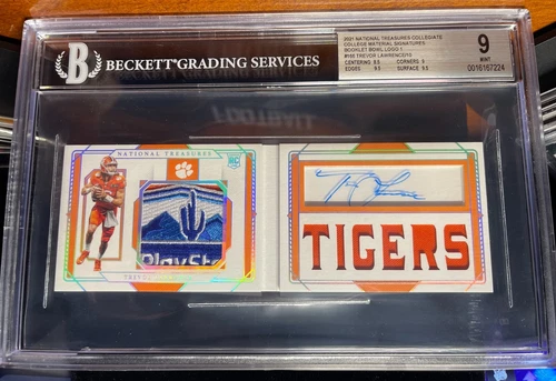 2021 TREVOR LAWRENCE NATIONAL TREASURES ROOKIE PATCH AUTO LOGO 3/10 MINT 9!!!