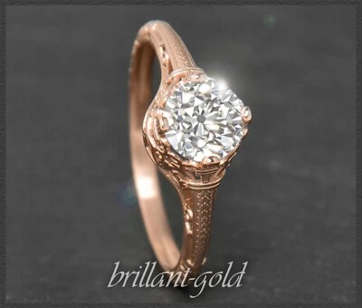 Brillant Ring, 0,91ct River E & VS1 Diamant, 585 Gold, Antik Jugendstil Design - Bild 1 von 4