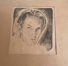 Art Deco Herren Portrait Lithografe signiert Gestel 1934