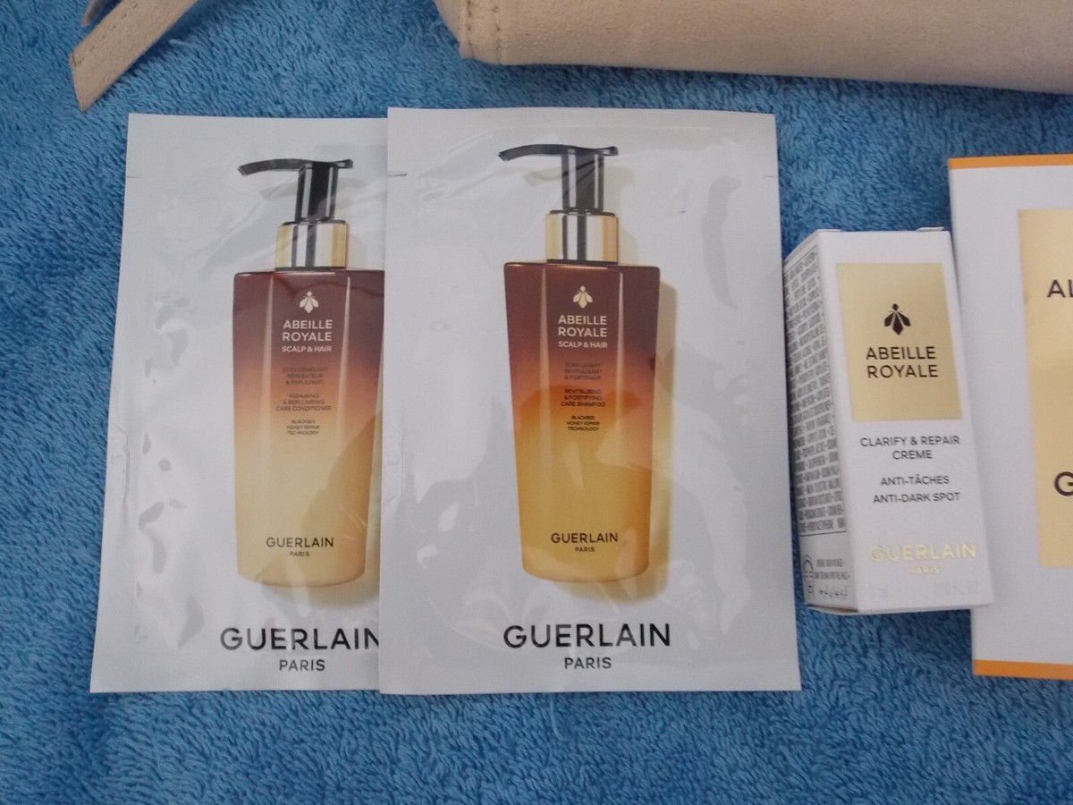Guerlain Paris New Travel Pouch Zip Bag & 5 Samples Eau De Parfum