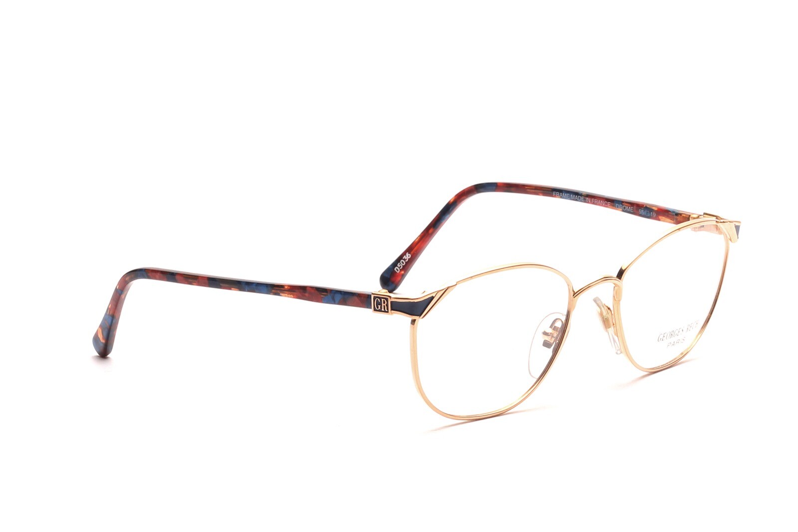 Элегантные очки Georges Rech Paris в золотой оправе с разноцветными вставками диаметром 55-19 мм B6