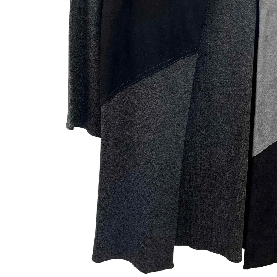 Ming Wang Black Grey Faux Suede Patchwork Cardigan Small - Imagem 3 de 4