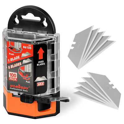 #ad 100 PCS Utility Knife Blades General Purpose Heavy Duty with Dispenser SK5 $12.99