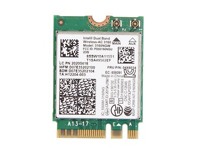 Lenovo 4X6076 Intel Dual Band Wireless-AC 3160NGW NGFF WiFi Card Wlan Bluetoo...