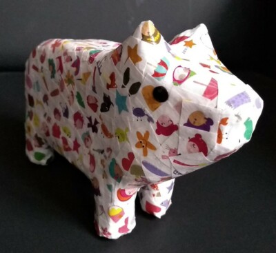 Handmade Guinea pig funky small decoupage decopatch Figure Statue 14x4.5x9 cm