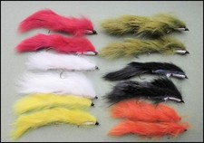 Snake Fishing Flies, 12 Mixed Coloured Snake Zonkers, Size 10, Rear Hook