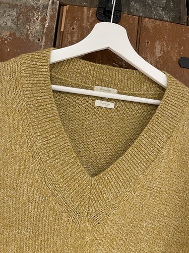 Massimo Dutti Sweater Jumper Pullover Knitted Italian Yarn Yellow V-Neck XS - Picture 5 of 15