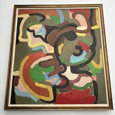 Jo Cain PAINTING ANTIQUE EXPRESSIONISM Mid Century AMERICAN CUBISM RARE Large