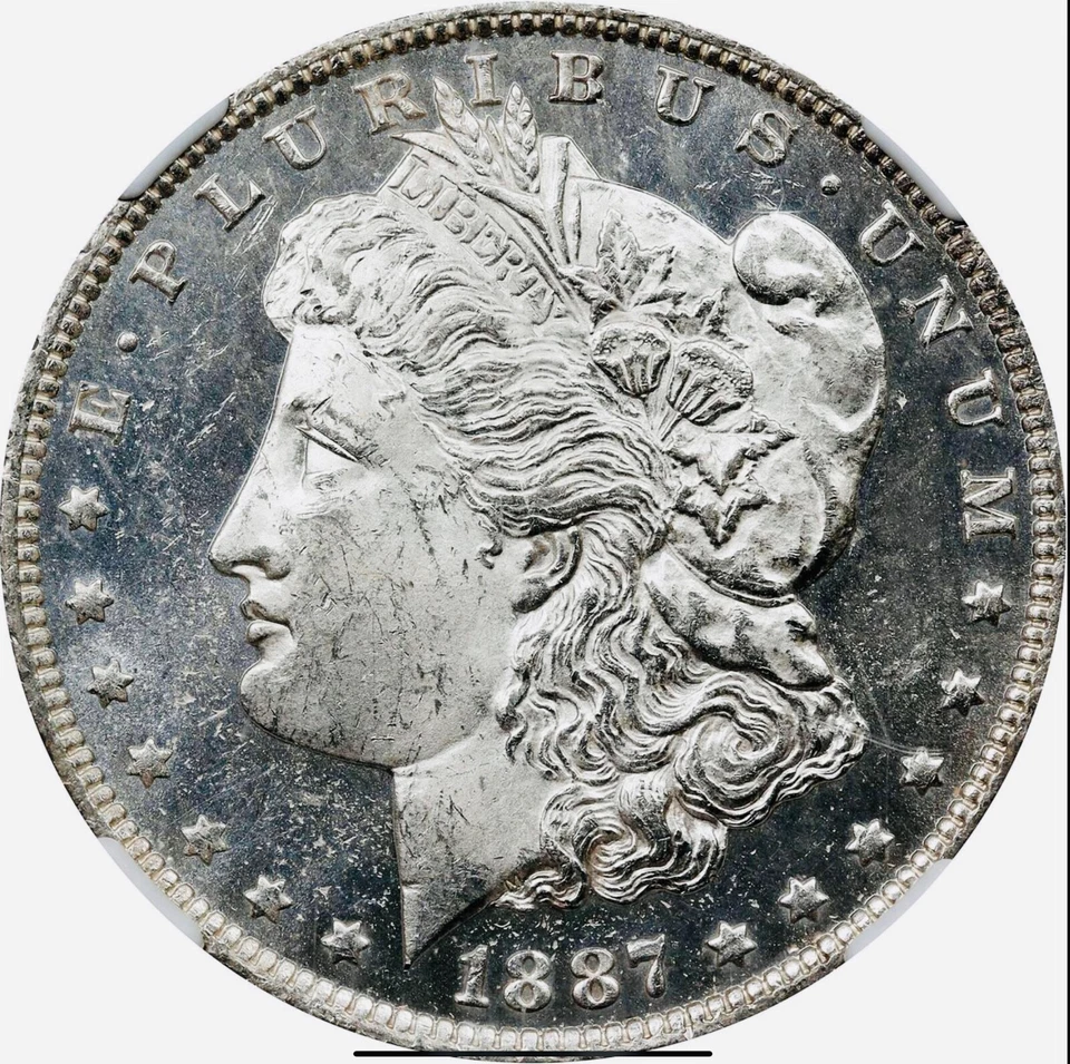 1887 O NGC MS-62 DPL Morgan Silver Dollar Black & White Free Shipping - Image 2 of 4