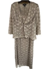 R M Richards Sleeveless Lined Dress With 3/4 Sleeve Jacket With Sequins-12