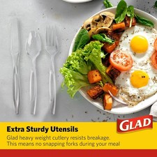 Clear Disposable Cutlery Set with Heavy Duty Plastic Forks, Knives, and Spoon...