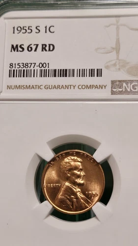 1955-S Lincoln Wheat Cent 1c MS67