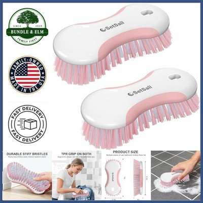 2-Pack Heavy Duty Scrub Brushes with Stiff Bristles for Bathroom and Kitchen