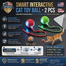 2Pcs Automatic Rolling Ball Smart Cat Dog Toy Electric Pet Self-moving Kitten
